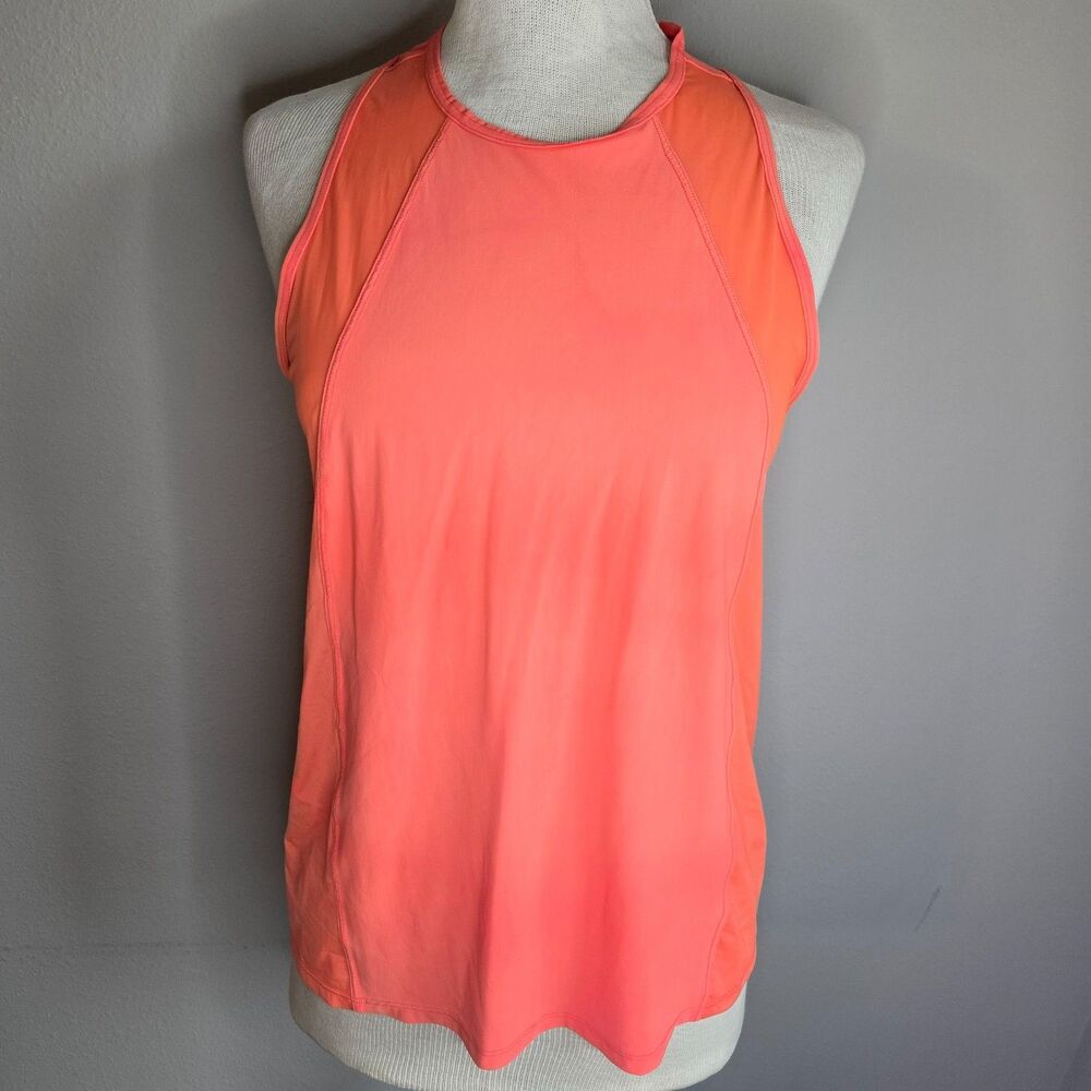 Athleta Women’s Ultimate Hybrid Tank Top coral Orange High Neck Racerback S